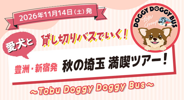 Tobu Doggy Doggy Bus 2026年11月14日(土)発 貸切バスで行く！豊洲・新宿発 秋の埼玉 満喫ツアー！