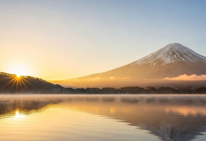 初日の出　山中湖