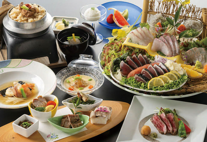 皿鉢料理と土佐風会席 夕食(イメージ) ※皿鉢料理は2名様分