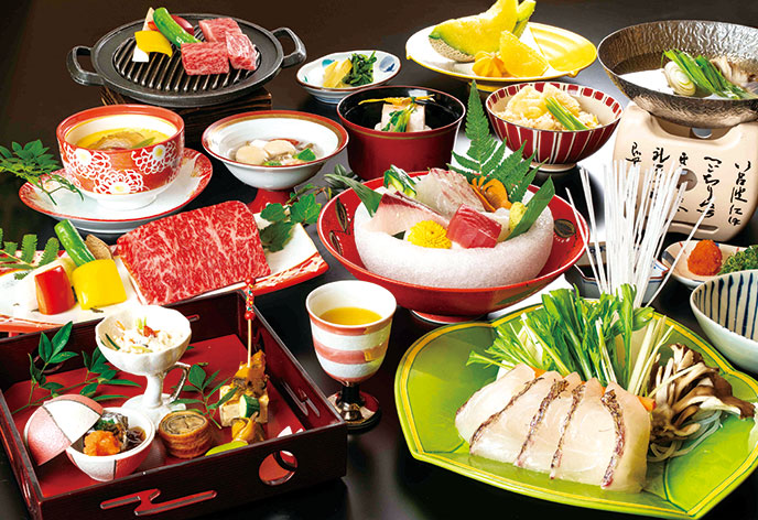 道プリ旬彩会席（一例） ※お肉は2名様分