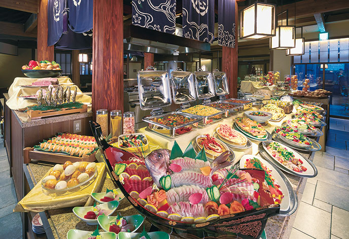 湯元こんぴら温泉 華の湯 紅梅亭 夕食バイキング（イメージ）