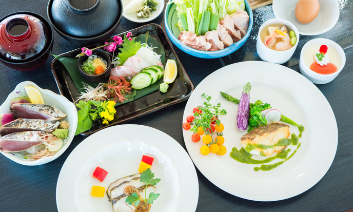 リゾートホテル海辺の果樹園　土佐料理（夕食の一例）