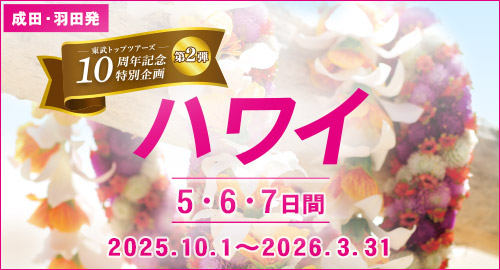 東武トップツアーズ10周年記念特別企画 第2弾 ハワイ5・6・7日間